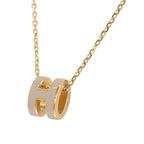 Hermes Mini Pop Pendant 55 Necklace Metal Brown Glasse Gold Simple Logo — view 3