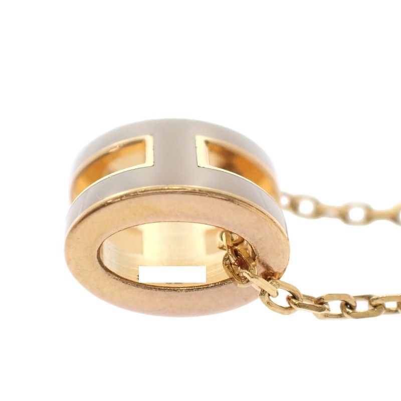 Hermes Mini Pop Pendant 55 Necklace Metal Brown Glasse Gold Simple Logo — view 7