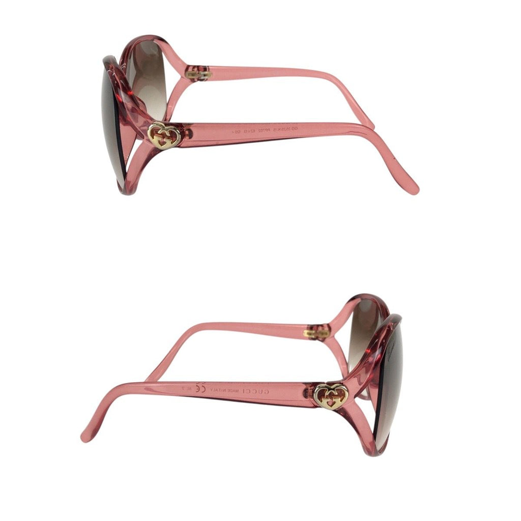Gucci Brea Heart Pink Brown Gold Acetate Metal S Sunglasses Eyewear — view 4