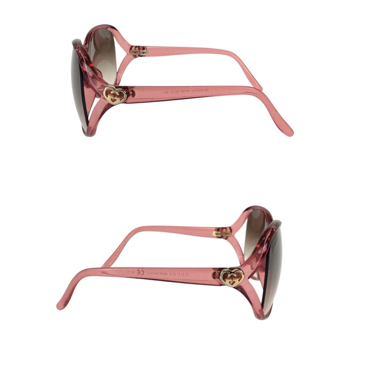 Gucci Brea Heart Pink Brown Gold Acetate Metal S Sunglasses Eyewear — view 4
