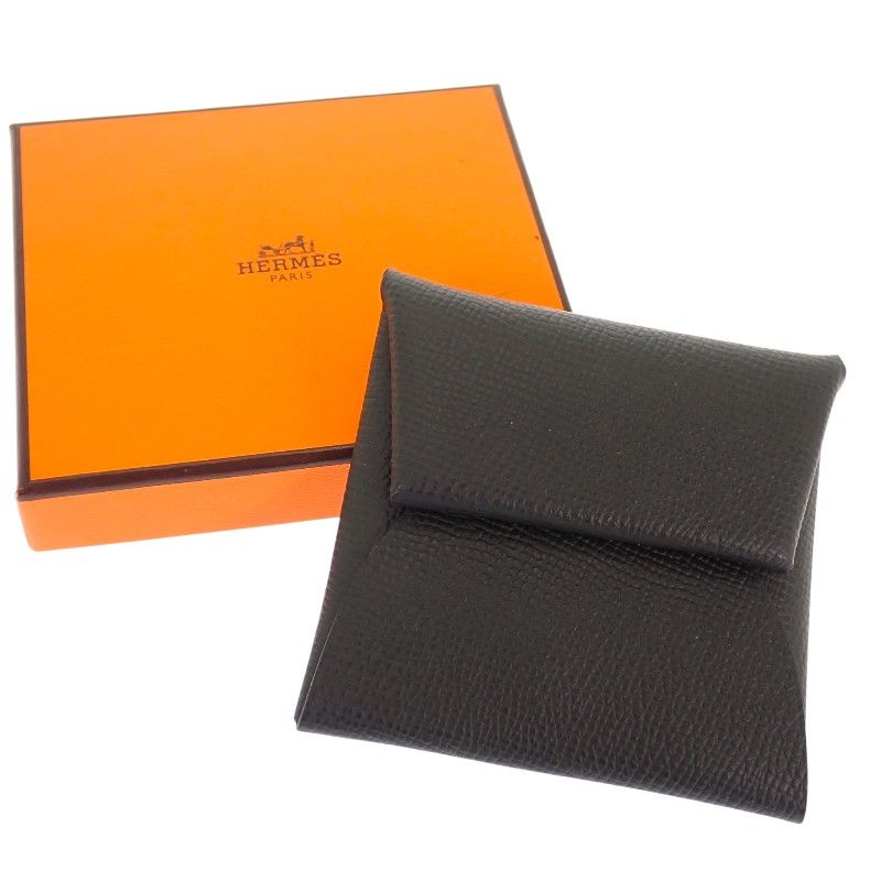 Hermes Bastia Coin Purse Simple Veau Epsom Gray Vert Angre Silver