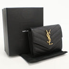 Saint Laurent Three Fold Wallet Monogram Bifold Calf