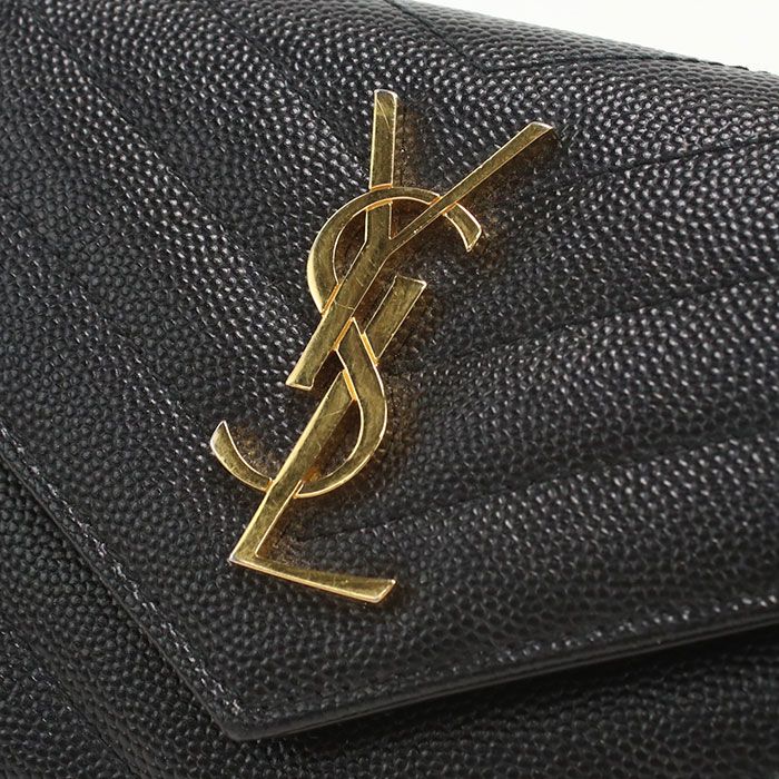 Saint Laurent Three Fold Wallet Monogram Bifold Calf — view 4
