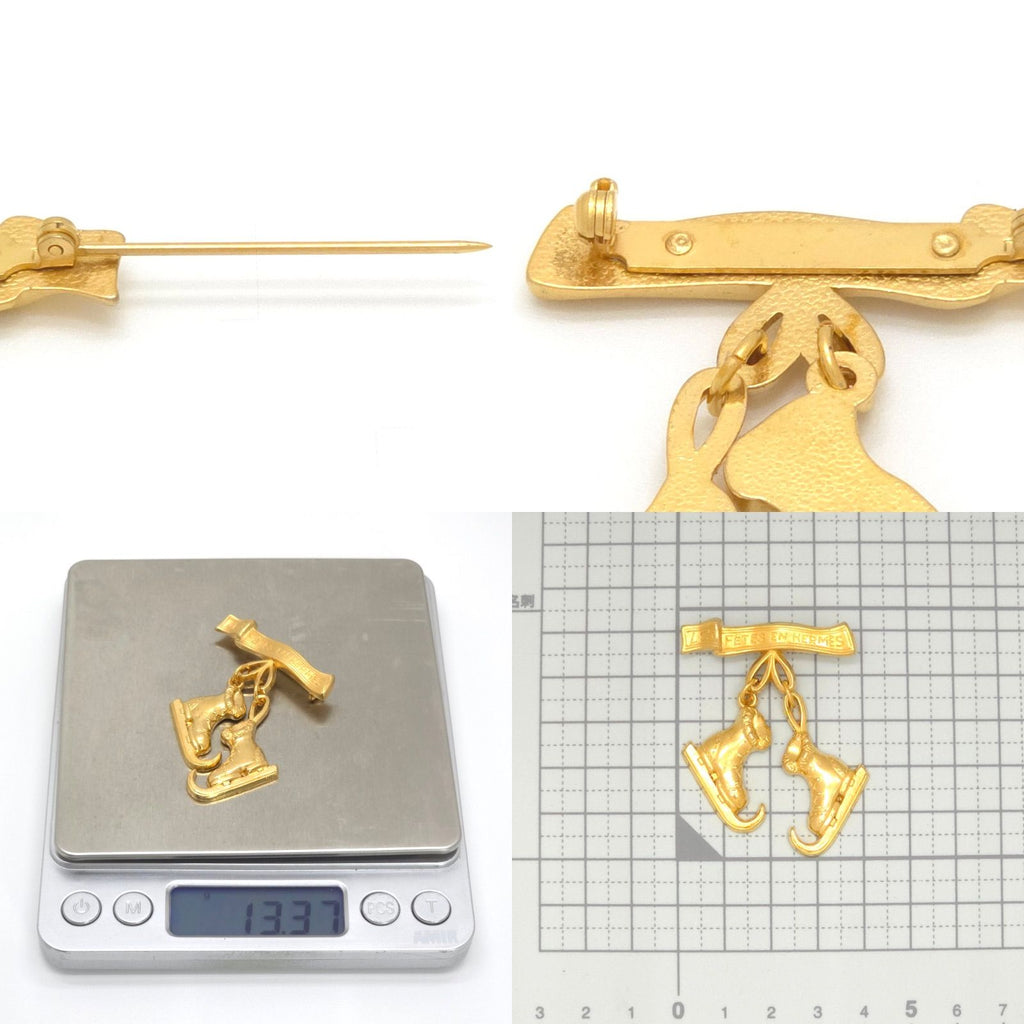 Hermes Skate Shoes Motif Brooch Gold — view 6