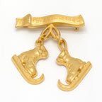 Hermes Skate Shoes Motif Brooch Gold