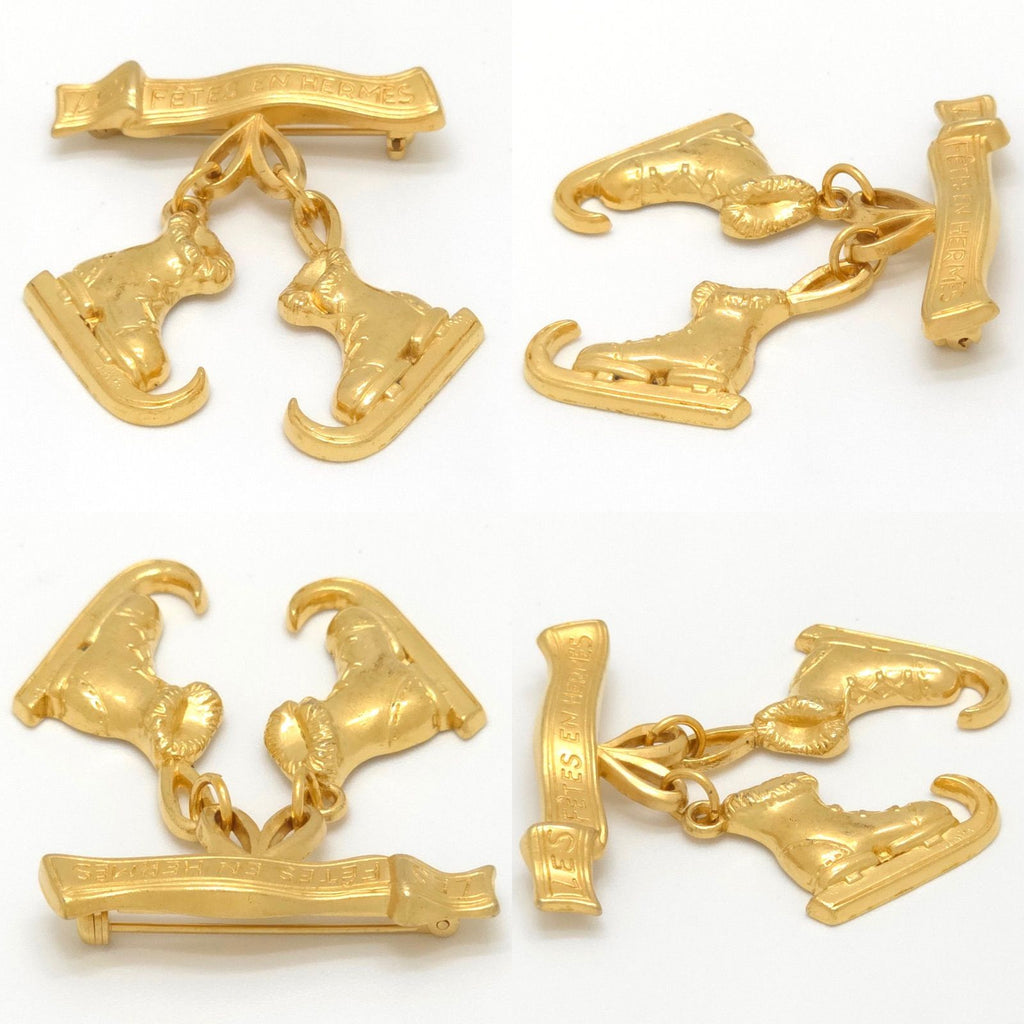 Hermes Skate Shoes Motif Brooch Gold — view 3