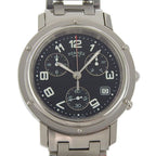 Hermes Clipper Chronograph Stainless Steel Silver Quartz Black Dial Watch