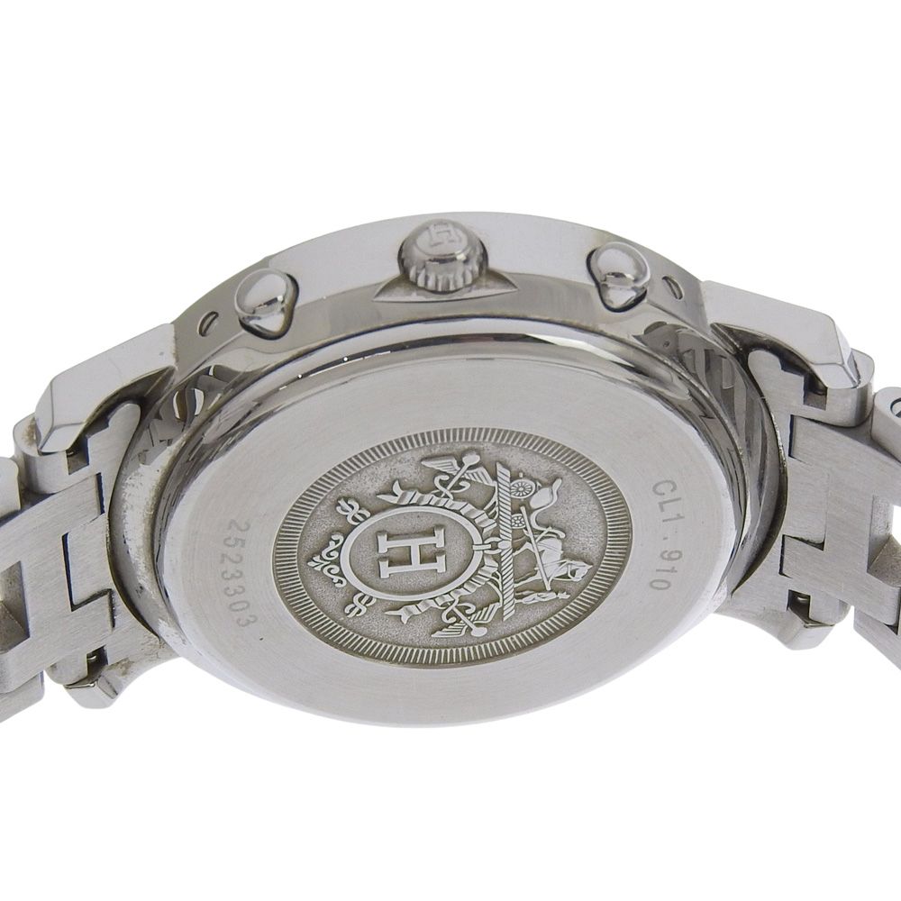 Hermes Clipper Chronograph Stainless Steel Silver Quartz Black Dial Watch — view 6