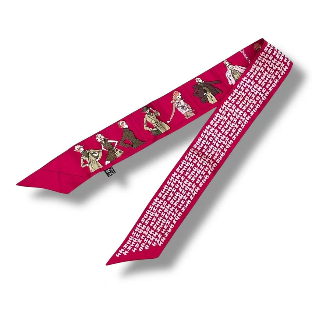Hermes Scarf Silk Logo Dress Code Pink — view 3
