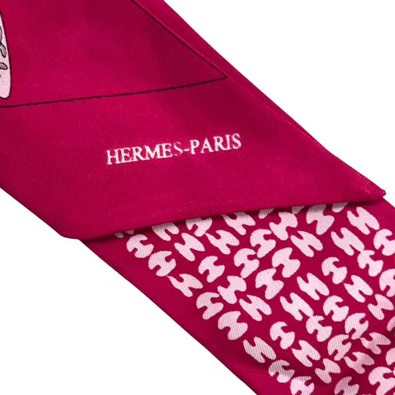 Hermes Scarf Silk Logo Dress Code Pink — view 7