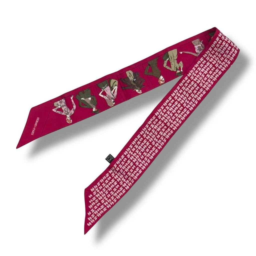 Hermes Scarf Silk Logo Dress Code Pink — view 5