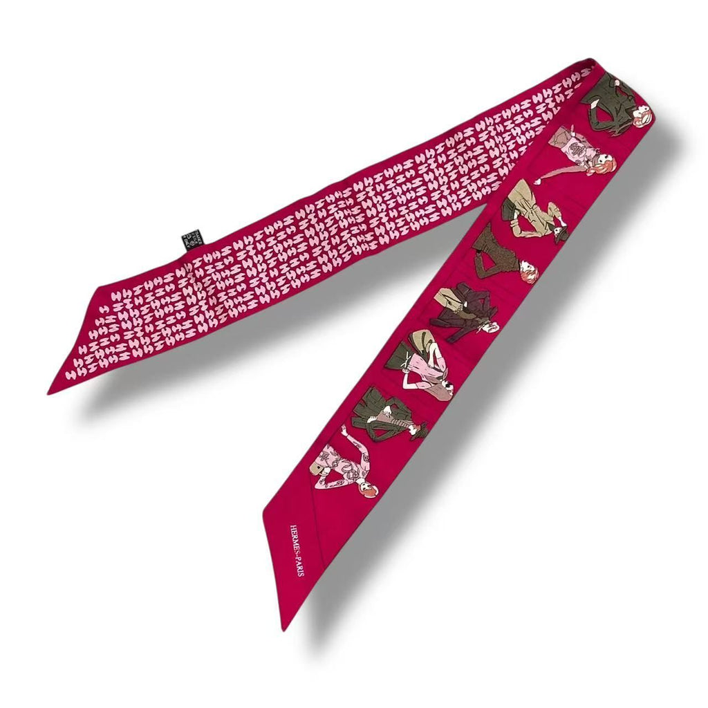 Hermes Scarf Silk Logo Dress Code Pink