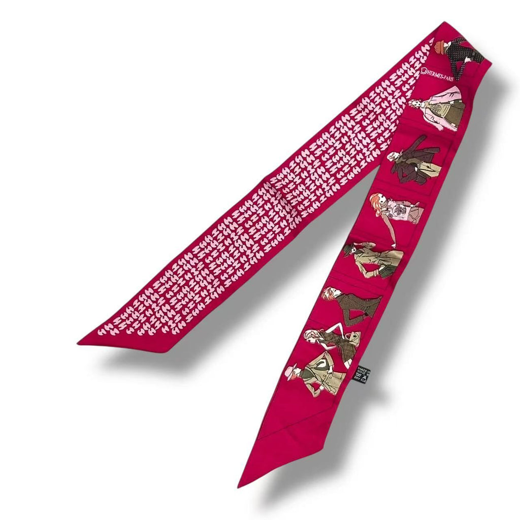 Hermes Scarf Silk Logo Dress Code Pink — view 2