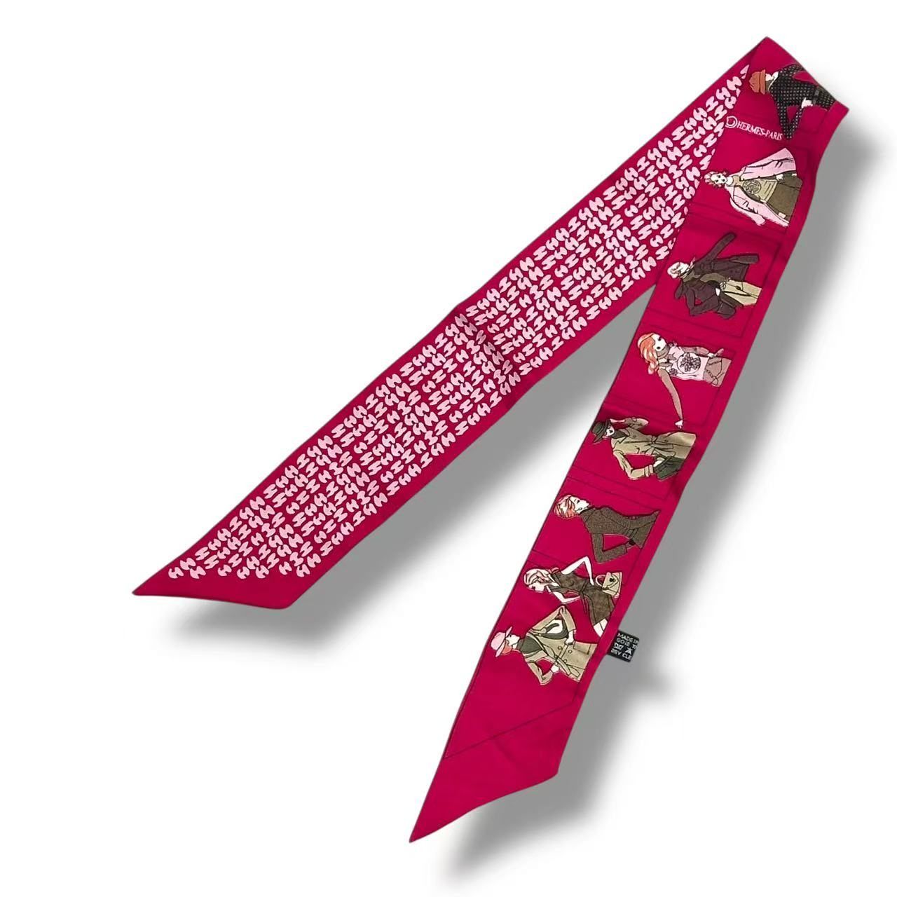 Hermes Scarf Silk Logo Dress Code Pink — view 2