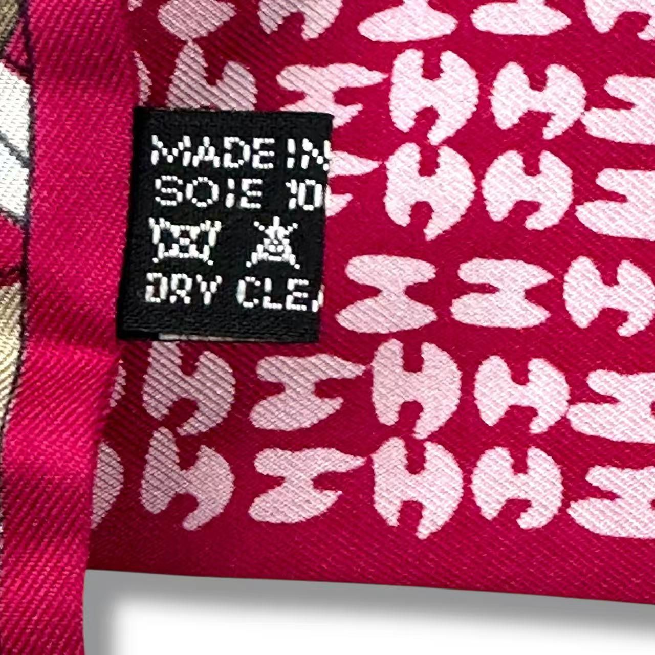 Hermes Scarf Silk Logo Dress Code Pink — view 4