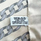 Chanel Vintage Shawl Silk Scarf Logo Chain Pattern Beige — view 7
