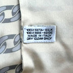 Chanel Vintage Shawl Silk Scarf Logo Chain Pattern Beige — view 6