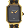 Chanel Premiere M Gold Plated Quartz Analog Display Black Dial Watch