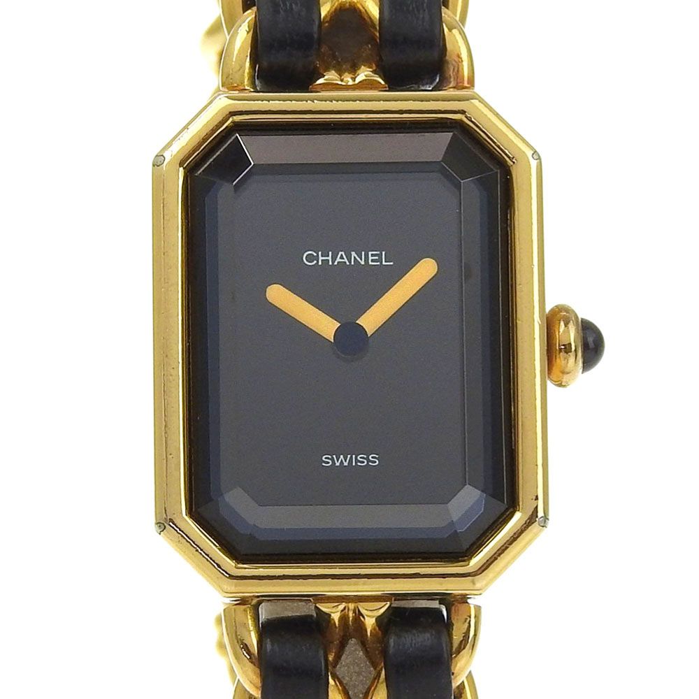 Chanel Premiere M Gold Plated Quartz Analog Display Black Dial Watch