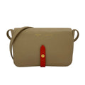 Celine Shoulder Bag Strap Clutch Beige Red Crossbody Leather