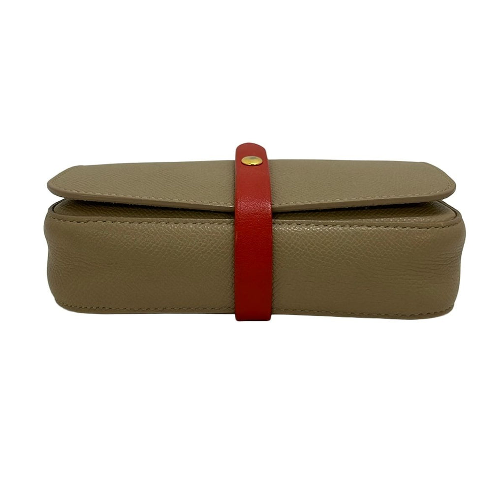 Celine Shoulder Bag Strap Clutch Beige Red Crossbody Leather — view 5