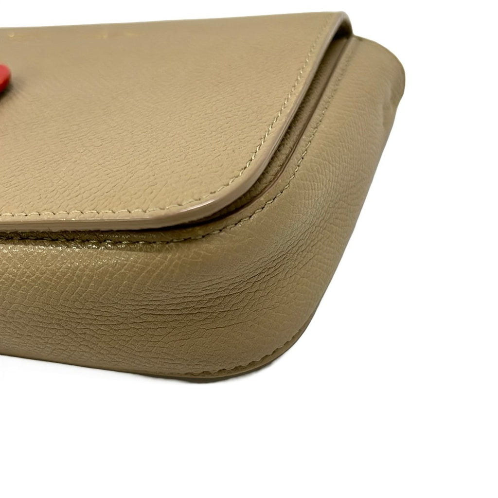 Celine Shoulder Bag Strap Clutch Beige Red Crossbody Leather — view 6