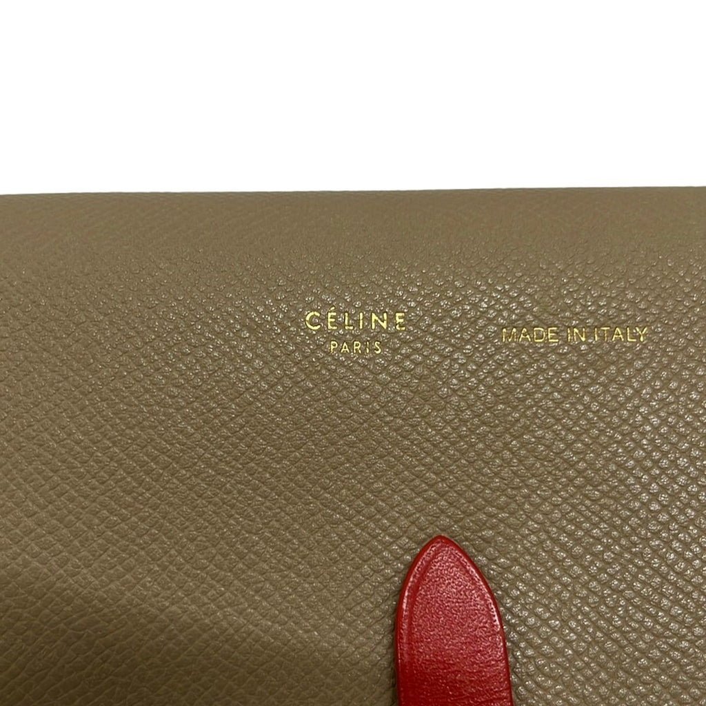 Celine Shoulder Bag Strap Clutch Beige Red Crossbody Leather — view 8