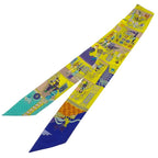Hermes la Maison Des Carres Des Carre Scarf Silk Yellow Blue Narrow