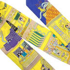 Hermes la Maison Des Carres Des Carre Scarf Silk Yellow Blue Narrow — view 9