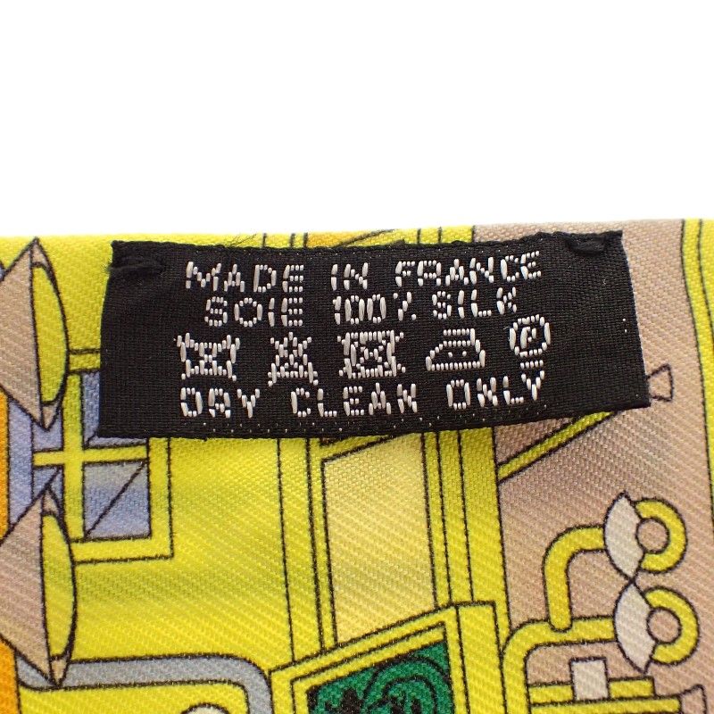 Hermes la Maison Des Carres Des Carre Scarf Silk Yellow Blue Narrow