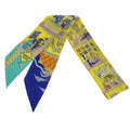 Hermes la Maison Des Carres Des Carre Scarf Silk Yellow Blue Narrow