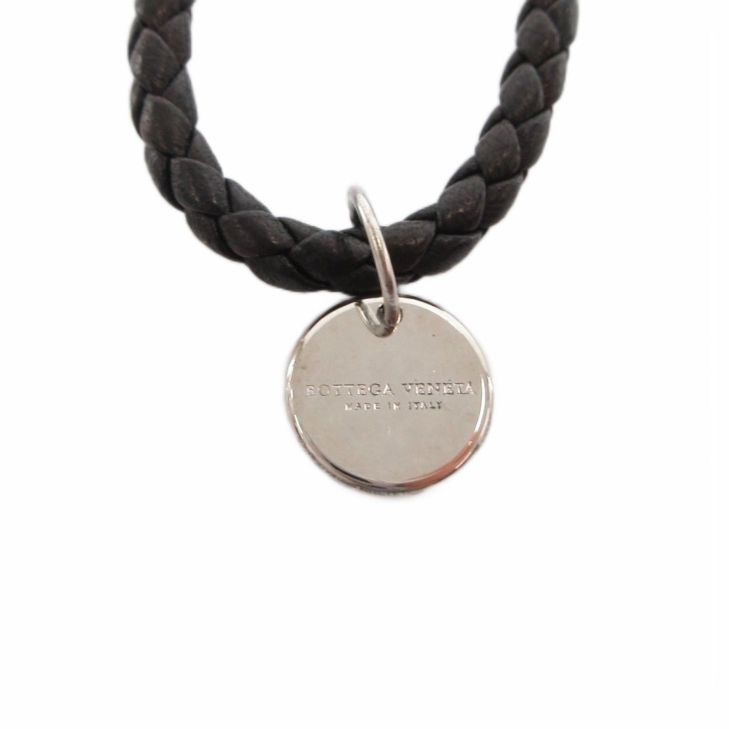 Bottega Veneta Key Holder Black Braided Metal Charm SX — view 5