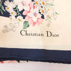 Dior Scarf Pocket Square Navy Multicolor Floral Pattern Polka Dot SX — view 7