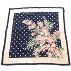 Dior Scarf Pocket Square Navy Multicolor Floral Pattern Polka Dot SX