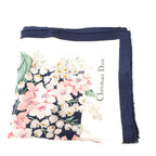 Dior Scarf Pocket Square Navy Multicolor Floral Pattern Polka Dot SX — view 4