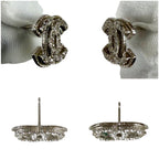 Chanel CC Logo Rhinestone Earrings Silver Vintage — view 5
