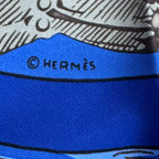 Hermes Silk Scarf Jeu Des Omnibus Et Dames Blanches and White Game Blue — view 7
