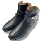 Hermes Short Boots Shoes Leather Kelly Calfskin Black — view 2