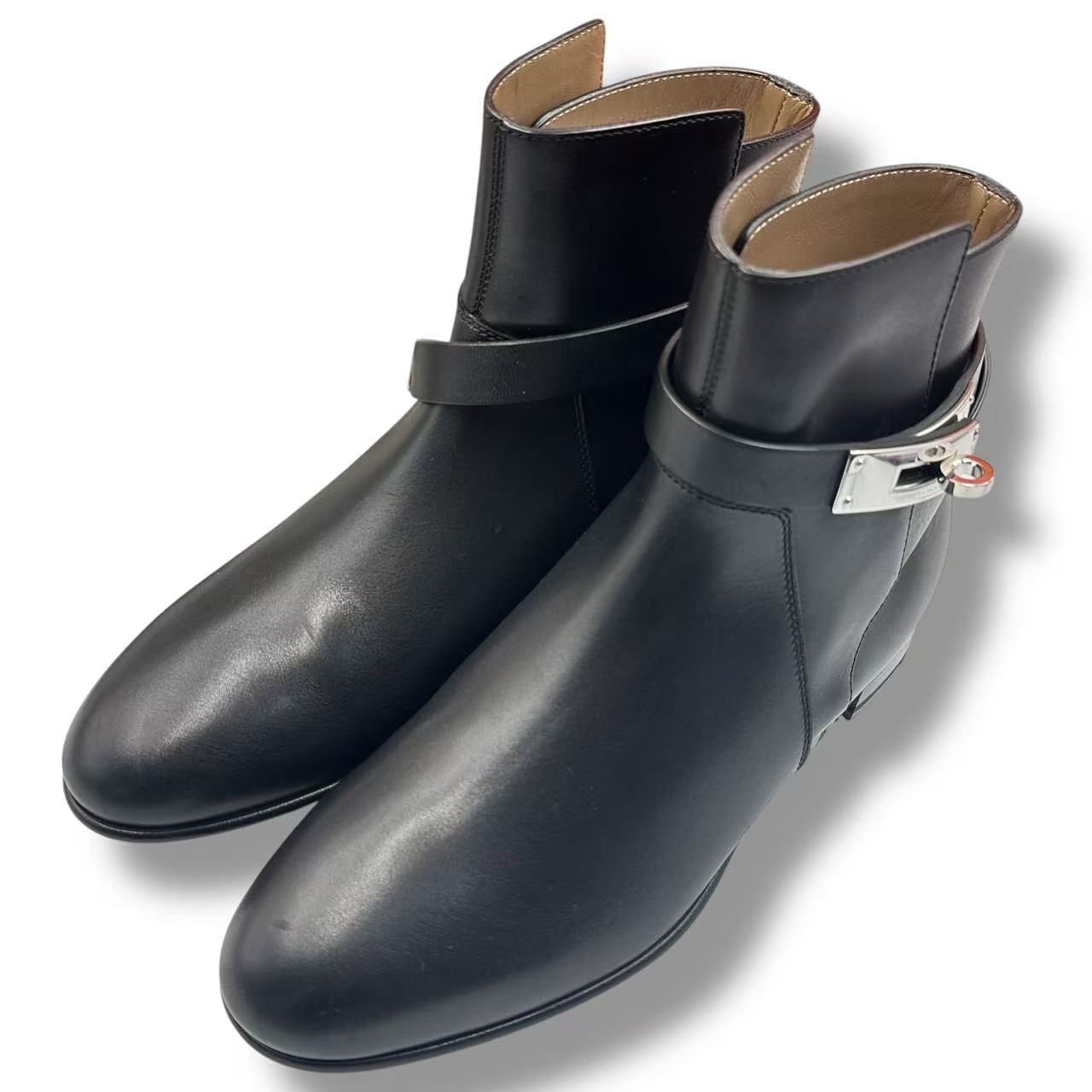 Hermes Short Boots Shoes Leather Kelly Calfskin Black — view 2