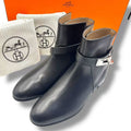 Hermes Short Boots Shoes Leather Kelly Calfskin Black