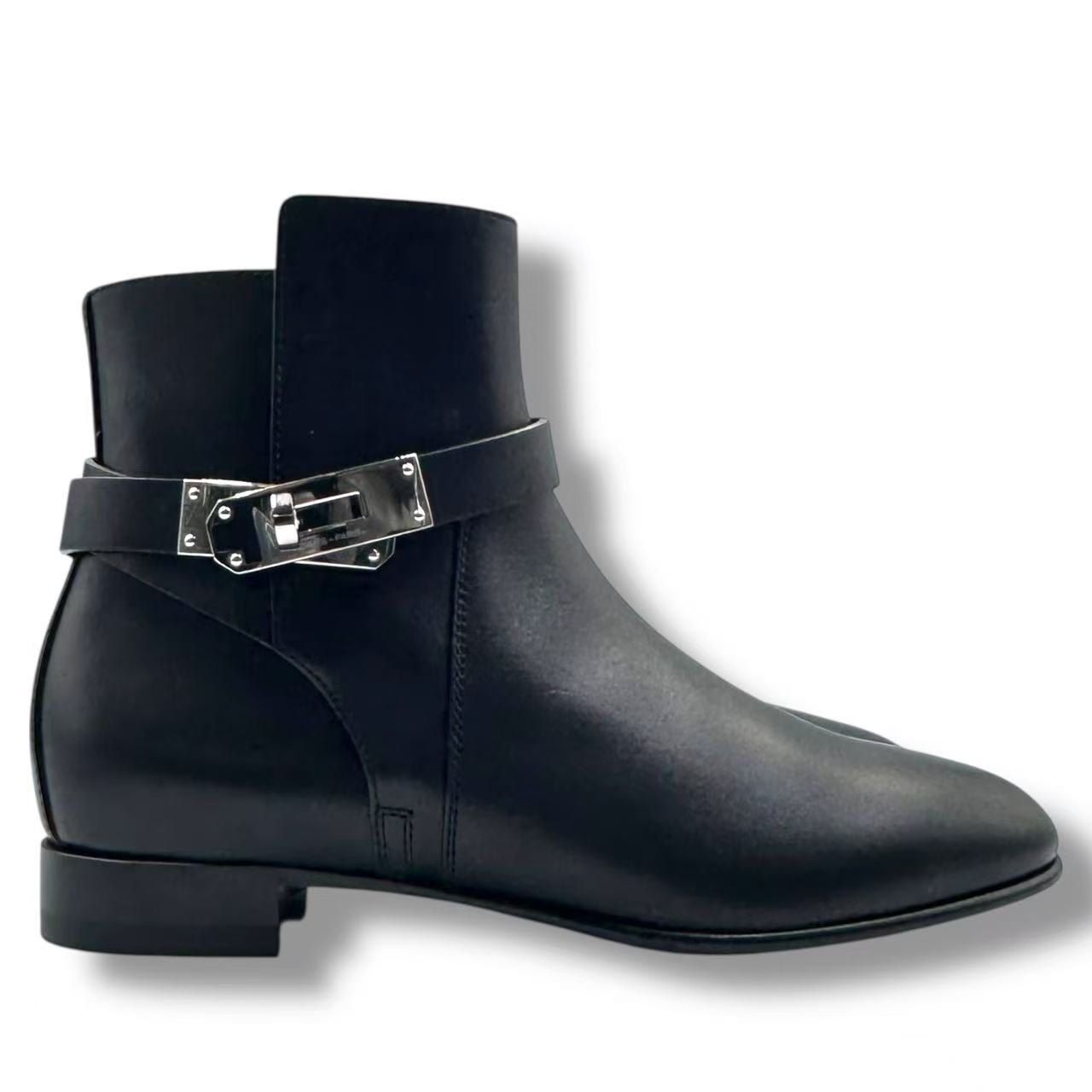 Hermes Short Boots Shoes Leather Kelly Calfskin Black — view 5
