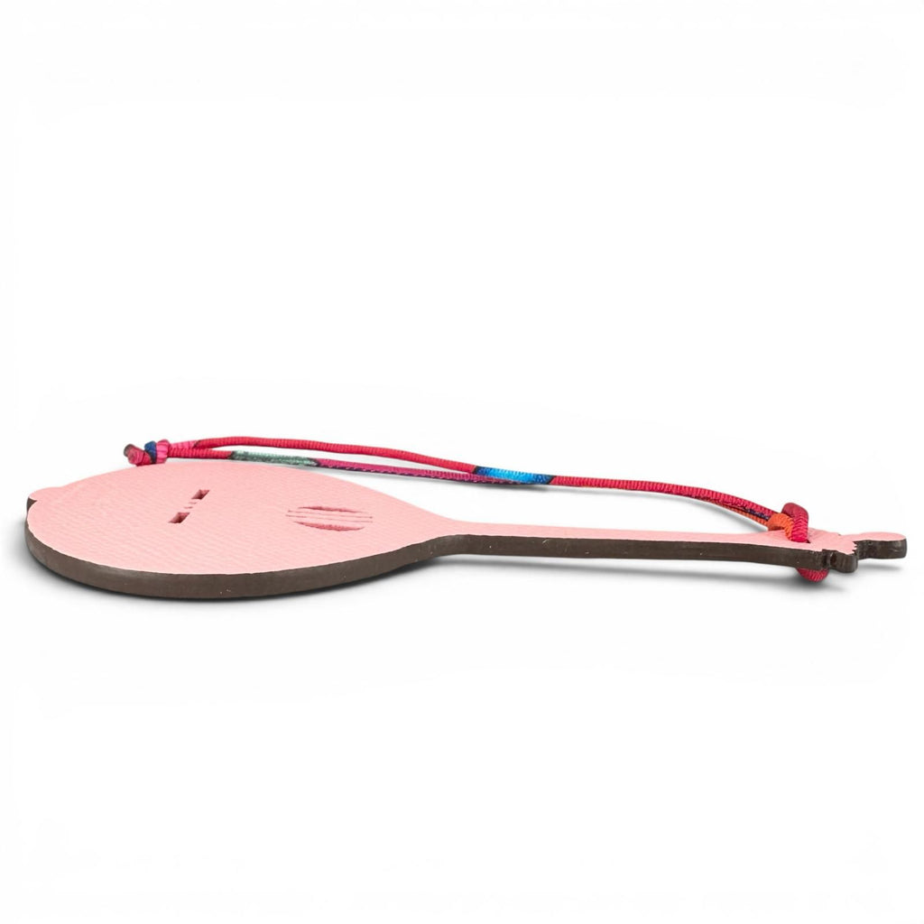 Hermes Petit Assi Leather Guitar Bag Charm Pink Brown — view 5