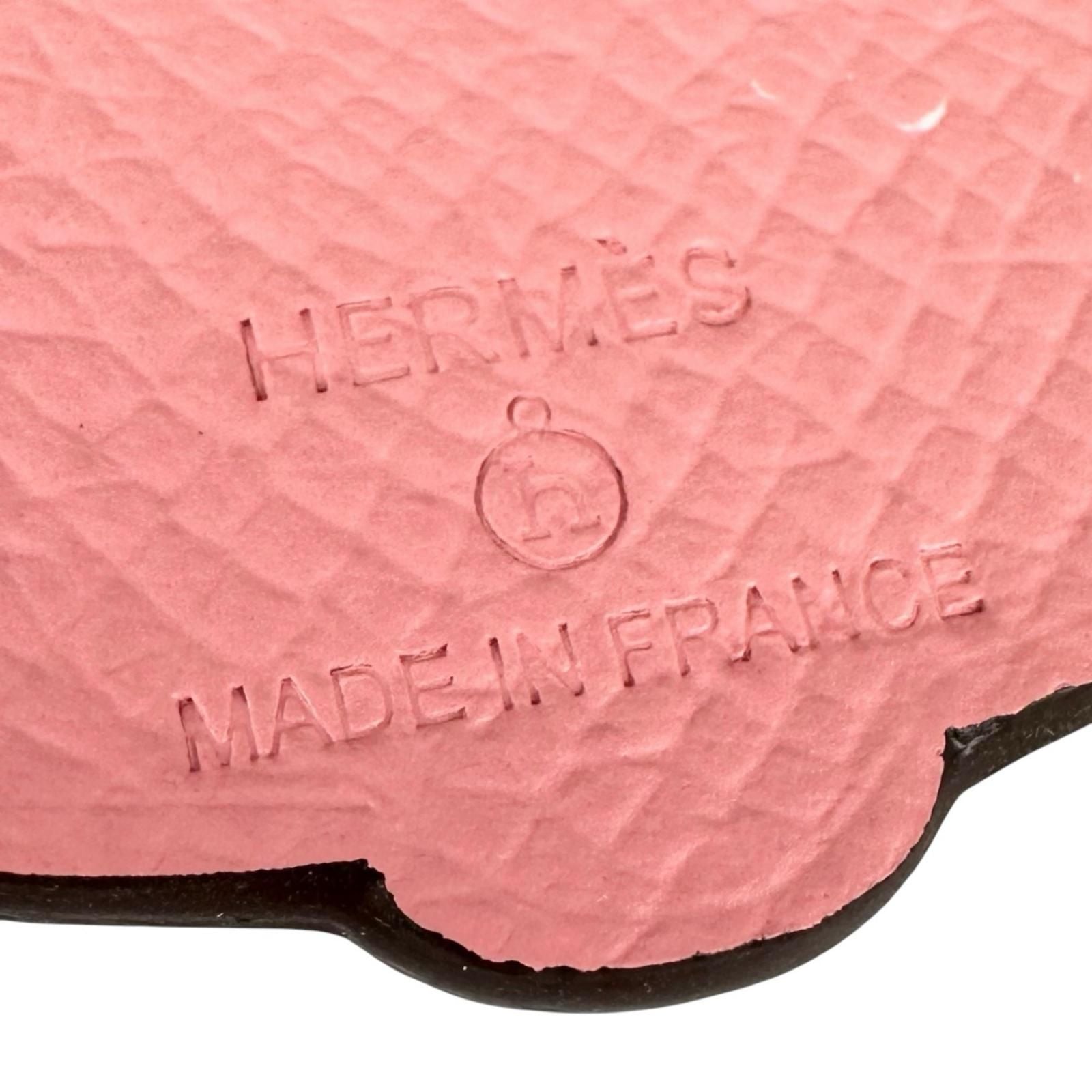 Hermes Petit Assi Leather Guitar Bag Charm Pink Brown — view 7