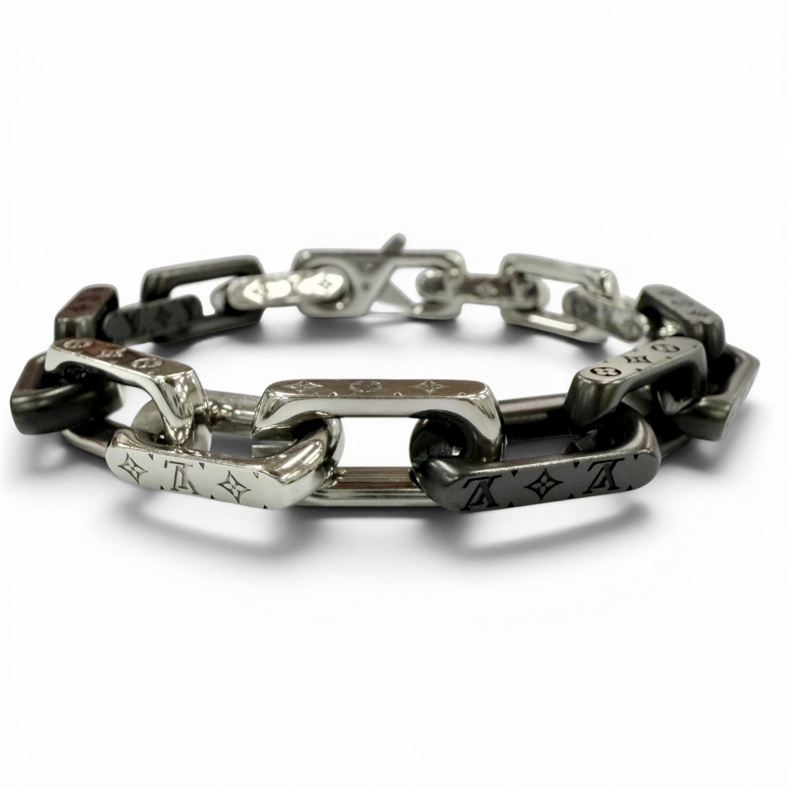 Louis Vuitton Bracelet Monogram Chain Wrist Circumference 19 cm Silver Black — view 2