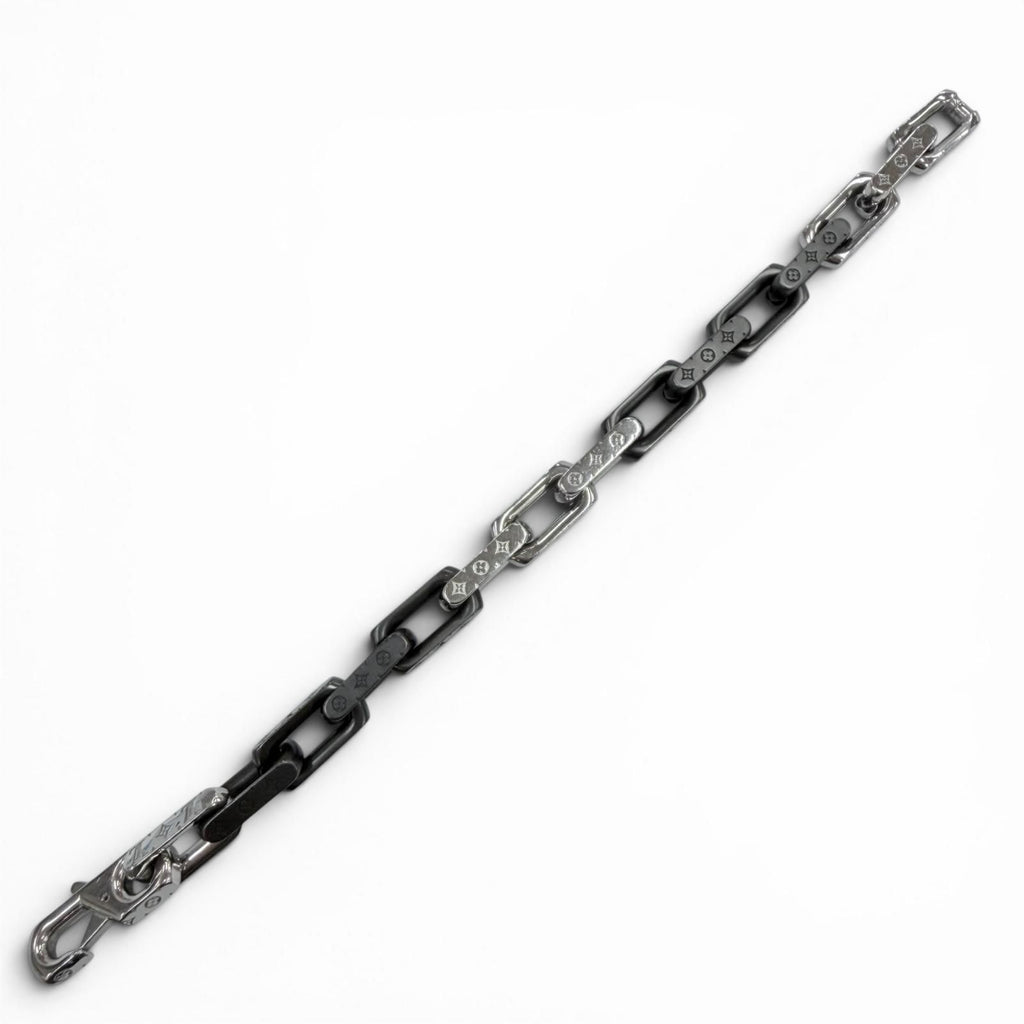 Louis Vuitton Bracelet Monogram Chain Wrist Circumference 19 cm Silver Black — view 4