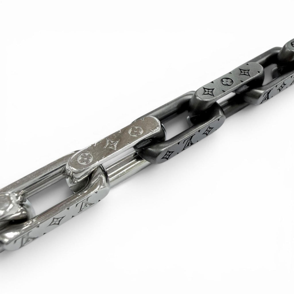 Louis Vuitton Bracelet Monogram Chain Wrist Circumference 19 cm Silver Black — view 5