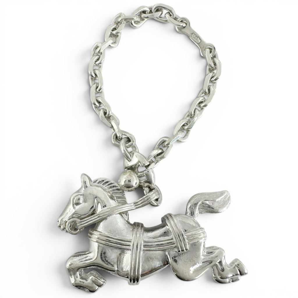 Hermes Cheval Horse Key Holder Bag Charm Silver — view 3