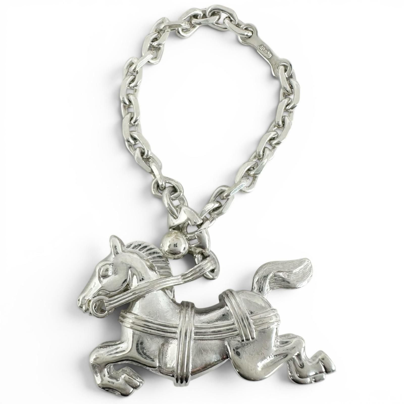 Hermes Cheval Horse Key Holder Bag Charm Silver — view 3