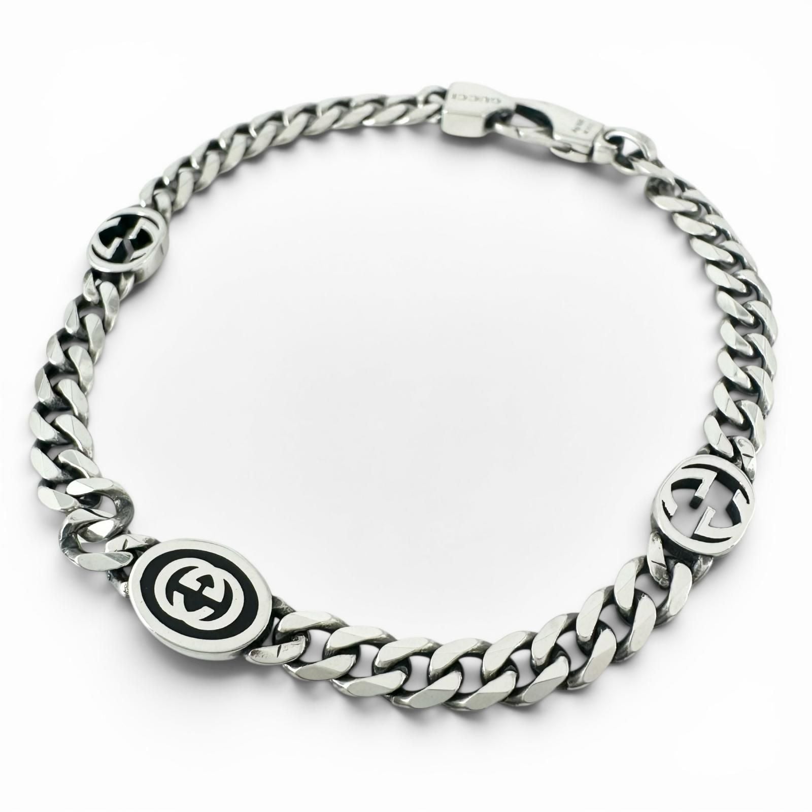 Gucci Interlocking Chain Bracelet Silver 17 cm