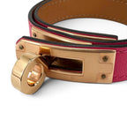 Hermes Kelly Double Tour Chevre Gold Bracelet Pink T2 — view 6